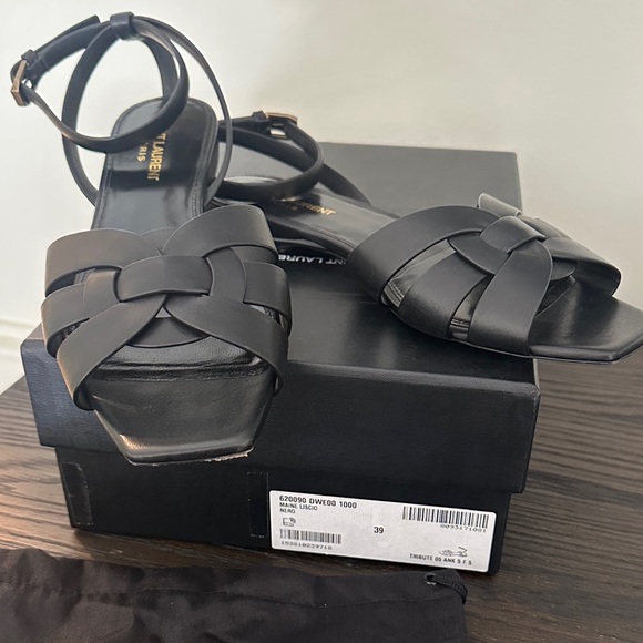 Saint Laurent Black Strappy Sandals - Picture 3 of 3